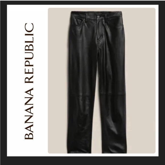 Banana Republic Black Leather Pants - Picture 1 of 7